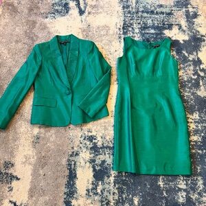 Vintage Albert Nipon embellished dress Suit Sz 6 emerald 2-pieces
